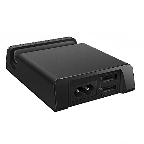 EasyAcc® 3.4A 17W Ladestation Handyhalterung mit 2 USB Anschlüsse und 1 Nut -Schwarz