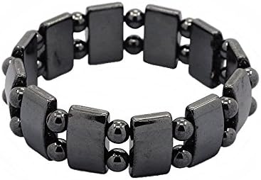 Magnetic Gunmetal Square Hematite Healing Stretch Bracelet Arthritis Migraines Headaches