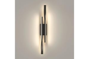 Comely Aplique de Pared Interior LED, 16W Lámpara de pared Moderna 3000K Luz Cálida, Negro Iluminación de Pared in Aluminio para Dormitorio, Sala de Estar, Estudio, Comedor, Pasillo