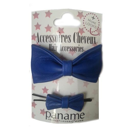 Preisvergleich Produktbild Paname-Paris Haarspangen mit Lederschleifen, Blau