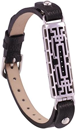 Electric Accessory Watch Bracelet and, Activity Tracker Accessory Adjustable Replacement Leather Watch Band Bracelet Strap with Clip Holder for Fitbit Flex 2 (Black &amp; Silver, Single Band)