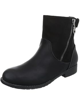Klassische Stiefeletten Damenschuhe Schlupfstiefel Blockabsatz Blockabsatz Reißverschluss Ital-Design Stiefeletten