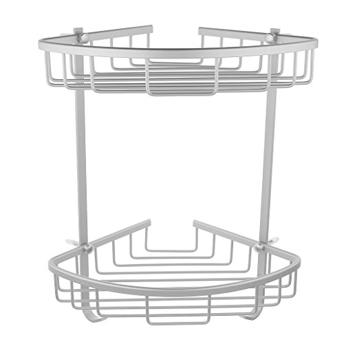 MagiDeal 2-Schichten Wandmontage Duschregal Duscheckregal Bad Eckregal aus hochwertigem Aluminium Badezimmer Dusche Organizer Regal Rack