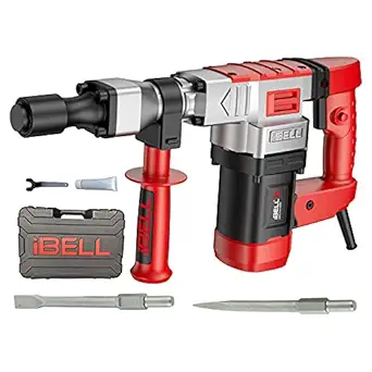 IBELL Demolition Corded Electric Hammer 6Kg, IBL DH10-78, 1150W, 4100 IRM, 10J, 230V, 17MM - 6 Months Warranty (Red , 0.66 inches)