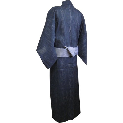 Edoten Men's Kimono Japan Shijira Weaving Yukata 703 Black L - 9