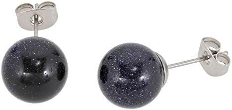 Ladies Earrings with Blue Goldstone Sphere Blue