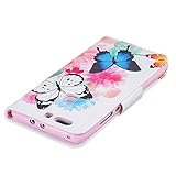 Honor V8 Hülle,Cozy Hut Lederhülle / Ledertasche / Hülle / Case / Cover / Etui / Tasche/ Kunstleder Tasche für Huawei Honor V8 Wallet Case Flip Cover Hüllen Schutzhülle Etui Ledertasche Stand Funktion mit Karten – Zwei Schmetterlinge - 6