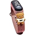 ZOVUTA Digital Dial Waterproof Stylish & Fashionable Wrist Smart Watch LED Band for Kids, Colorful Cartoon for Boys & Girls (Removable Silicon Strap) (Toffee Brown Happy Bear)