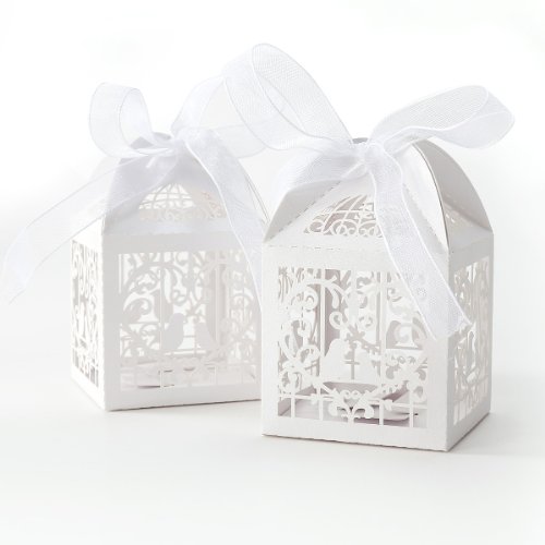 *Versand aus Deutschland* 50 x ivory Vogelkäfig-Entwurf Hochzeit Taufe Gastgeschenk Geschenkbox Kartonage Schachtel Geschenkschachtel Bonboniere Box Hochzeit Dekoration - 3