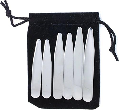 3 Pairs of Stainless Steel Collar Stays with Pouch (56, 63.5 & 70mm)