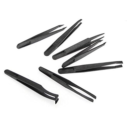FACILLA® 7x Pinzetten Tweezer Set Anti-Statik Hartes Plastik Reparatur Werkzeug - 6