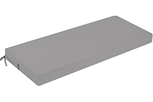 PRIMEPATIO Coussin d'extérieur en mousse confortable, imperméable, pour balancelle hollywoodienne avec rubans, rembourrage épais, pour meubles de jardin, 100 x 40 cm, gris clair