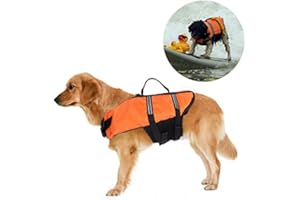 Vetement Chien Gilet de Sauvetage, Jayboson Buoyancy Aid Double Fastening Pet Dog Life Jacket with Velcro and Adjustable Buckle, Dog Floatation Vest,Pet Reflective Saver Preserver Life Vest (Taille L)