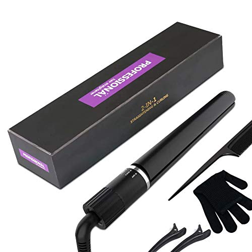 Plancha de pelo, con Función Alisadora y Rizadora?Profesional tecnología iónica cerámica, Plancha y Rizador de Pelo 2 en 1 De Cerámica Avanzada Temperatura Ajustable