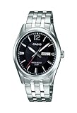 Casio Herren-Quarzuhr mit schwarzem Zifferblatt Analog-Anzeige und Silber Edelstahl Armband mtp-1335d-1aver