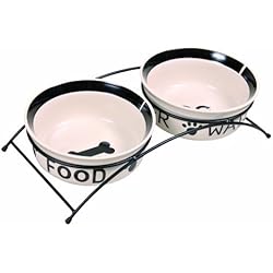 Trixie Eat on Feet Set Écuelles pour Chien Blanc/Noir 2 x 1,6 L/Diamètre 20 cm