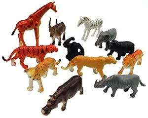 JAY ANTIQUES Zoo Wild Animals Figures Set for Kids/Young Ones Pack of 12 Animals (Big Size) (Multi Colour, Animals May Vary Pack to Pack)