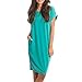 Produktbild Amphia Damen Kurzer Ärmel A-Line Nachtkleid,Frauen Vintage Sommerkleid Lose Rundhals Kurzarm Kleider mit Taschen