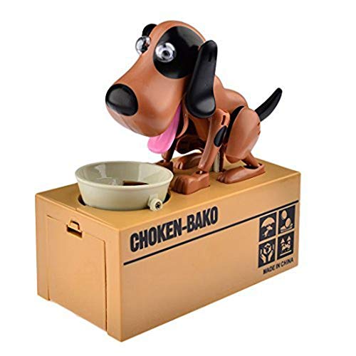 Calico Dark Brown Dog Child Piggy Bank Guardar diseño de Moneda Cute Funny Animal Stealing Money Box Storage Child Gift