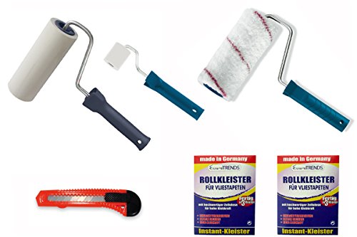 Brechtle Tapezierset Rollkleister für 40m² + Werkzeug für Renovierarbeiten und Tapezieren von allen Wandoberflächen und Decken