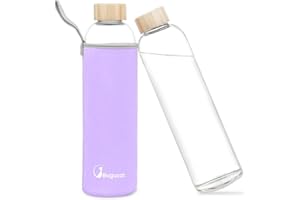 Bugucat Borraccia Termica 1000 ML, Termos Portatile Borosilicato e Neoprene, Chiusura Ermetica Prova di Perdite, Bottiglia Borraccia Sportiva Senza BPA per Bambini Adulto Scuola Sport Bici