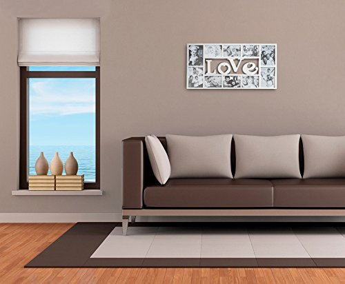 Smartfox Bilderrahmen Fotorahmen Collage für 10 Bilder im Format 6 Fotos 10×15 cm und 4 Fotos 13×18 cm in Weiß Motiv: Love - 3