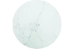 vidaXL Marble Design Tempered Glass Table Top, Round, 60 cm Diameter, 0.8 cm Height, White