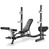 Tunturi Pure Olympic Weight Bench with Rack and Folding Design - Rear Walk in Squat