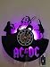 Produktbild Meet Beauty Ding AC DC Rock Band Musik-Wanduhr aus Vinyl mit LED-Wandbeleuchtung 7 Farben wechselnd Vintage LP-Plattendekoration-handgefertigte Lampe
