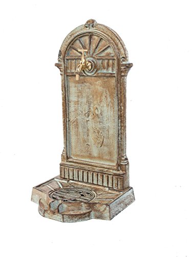 Standbrunnen 64cm Waschbecken 11kg Brunnen Eisen grün Wandbrunnen Antik-Stil - 9