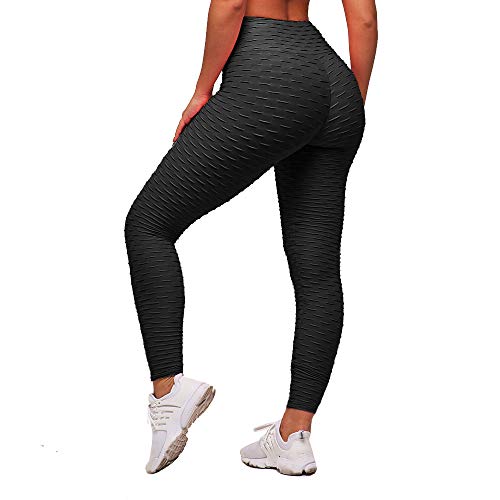 Leggings de compression anti-cellulite slim fit butt lift elastique pantalon de yoga taille haute avec poches sport pour femmes/black/m