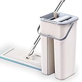 XUDAN Vadrouille Plate Seau de vadrouille Magic Spin à 360 ° et têtes rotatives en Microfibre- Coussins lavables pour stratifiés/Carreaux de Bois Franc