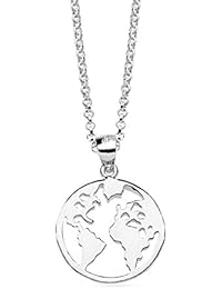 Iyé Biyé Jewels - Collar mujer niña plata de ley 925 mundo 14 mm cadena rolo 41 cm ajustable.