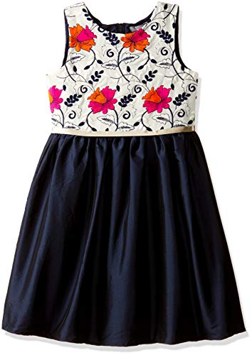 A.T.U.N. (ALL THINGS UBER NICE)Girls' Skater Knee-Long Dress (GDRS BLL EMB_Navy_2-3 Years)