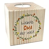 Schöne Geschenkidee zu Weihnachten - Kerzenhalter für Teelicht aus Holz mit Druck 