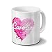 Produktbild Tasse mit Namen Carolin - Motiv Painted Heart - Namenstasse, Kaffeebecher, Mug, Becher, Kaffeetasse - Farbe Weiß