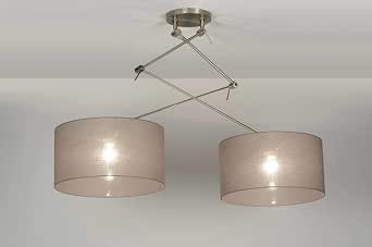 Lumidora Pendelleuchte Modern Taupe Stoff Rund Amazon De Beleuchtung 