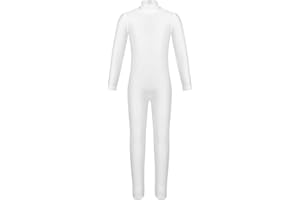 ‎TIAOBUG TiaoBug Mädchen Ballettanzug Langarm Ballett Trikot Rollkragen Ganzkörperanzug Kinder Einteiler Jumpsuit Kostüm Overall Elastischer Gymnastik Body Turnanzug Rollkragen Weiß 140-152