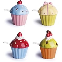 Excelsa Cup Cake azucarero, cerámica, multicolor, 9.2 x 9.2 x 13 cm