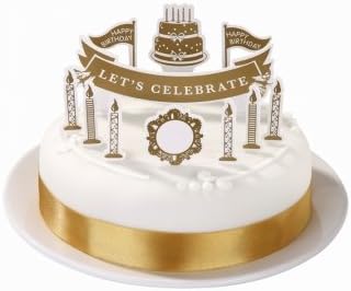 Talking Tables Party Porcelain Gold Cake Topper for a General Decoration, Multicolor