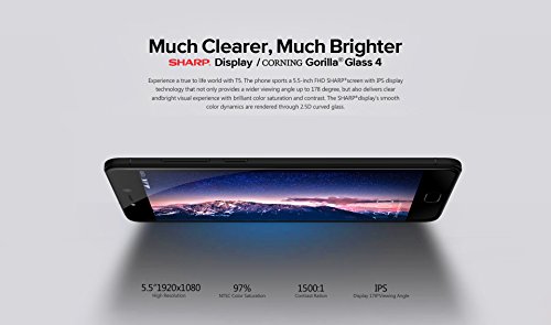 LEAGOO T5 - 4G LTE Smartphone Android 7.0 5.5 Pollici Octa Core 1.5Ghz 4GB RAM 64GB ROM,MTK6750T FHD IPS 1920*1080 Pixel,Corpo in metallo ultrasottile da 7,9 mm Dual SIM,lettore di impronte digitali fotocamere triple ultra (13MP + 5MP + 13MP)(nero)