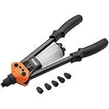 Hand Riveter, Tacklife 33cm Heavy Duty Rivet Gun 5 Interchange Nozzle Sizes 3mm Thick Steel Rod Rivet 2-3m Thick Steel Sheets for Soldering Iron Steel frame construction Vehicle Tool