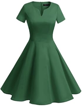 Bridesmay 1950's Rockabilly Damen Retro Vintage Cocktailkleid kurzarm knielang Partykleider