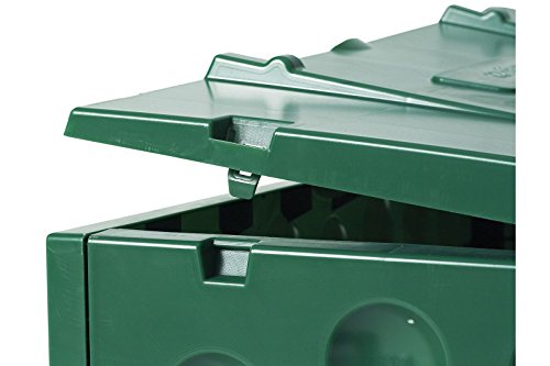 GARANTIA ECO-King Komposter in grün, aus robustem, recyceltem Kunststoff, Ganzjahreskomposter, 400 Liter, 70 x 70 x 83 cm, zwei Einfüllklappen, windstabile Deckelsicherung, Rapido-Click-System, - 3