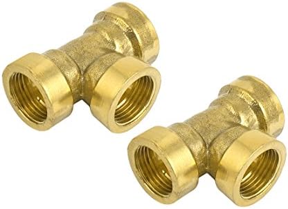 Sourcingmap® 3/8" Female Thread T Shaped Tee Coupling Brass Pipe Connector 2pcs