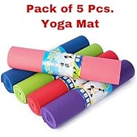 5 Pcs. Yoga Mat High Density, Anti-Slip Yoga mat for Gym Workout and Flooring Exercise Long Size. 4 mm Yoga Mat for Men & Women Fitness [Multicolor][5 Pcs.]