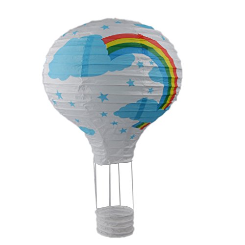 Heißluftballon Lampenschirm Lampion Papier laterne Laterne Lampion Deko Feier Party – Weiß Rainbow - 4