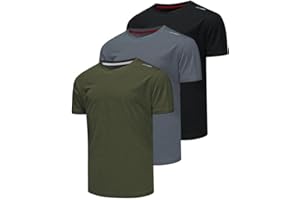 Csqtongan 3er Pack Sport Tshirts Herren Funktionsshirt Sportshirt Kurzarm T-Shirt Schnelltrocknend Atmungsaktiv Sport Shirt Männer Laufshirt Gym Trainingsshirt Herren