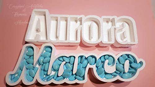 Porta Confetti Personalizzato In Polistirolo - Scritta Nome Estraibile Per Matrimoni, Battesimi, Compleanni - Foto 2