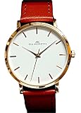 FIA MONETTI Damen-Armbanduhr Analog Quarz mit braunem Lederarmband in der Geschenkbox
